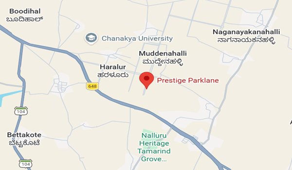 Prestige Parklane Location Map - Muddenahalli Village, Devanahalli, Bangalore